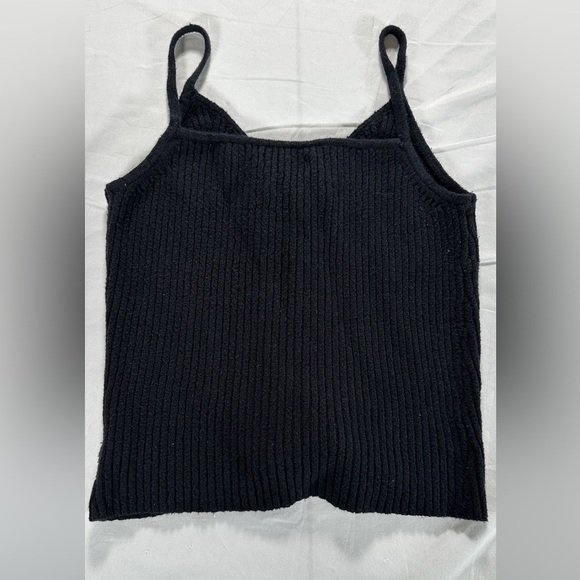 American Eagle Black Lace-Up Ribbed sweater tank top. Size M - Picture 2 of 6